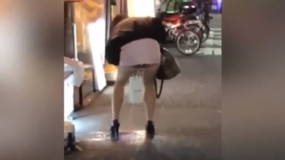 【閲覧注意】深夜の歌舞伎町で泥酔した女性が豪快すぎる立ちション・・・