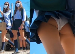 スナイパーの視界 Vol.088　ここが天国ですか？通学路の制服美少女の逆さ&長時間座りパンチラ高画
